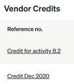 BILL Vendor credit number